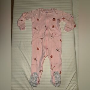 🍣 NWOT PEKKLE Pink Baby Sleeper with Sushi Print